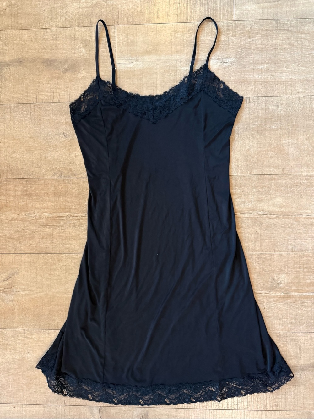 Jones New York Black Lace-Trim Slip dress Chemise large